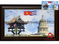 Tranh Gạo Việt Nam - Cuba - 35 x 65