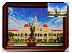 Tranh Gạo Màu UBND TP. Hồ Chí Minh - 40 x 60