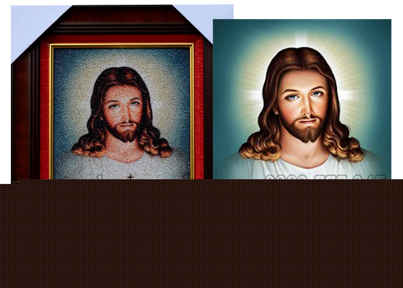 Tranh Gạo Chân Dung Thánh Tâm Chúa Jesus - 35 x 42