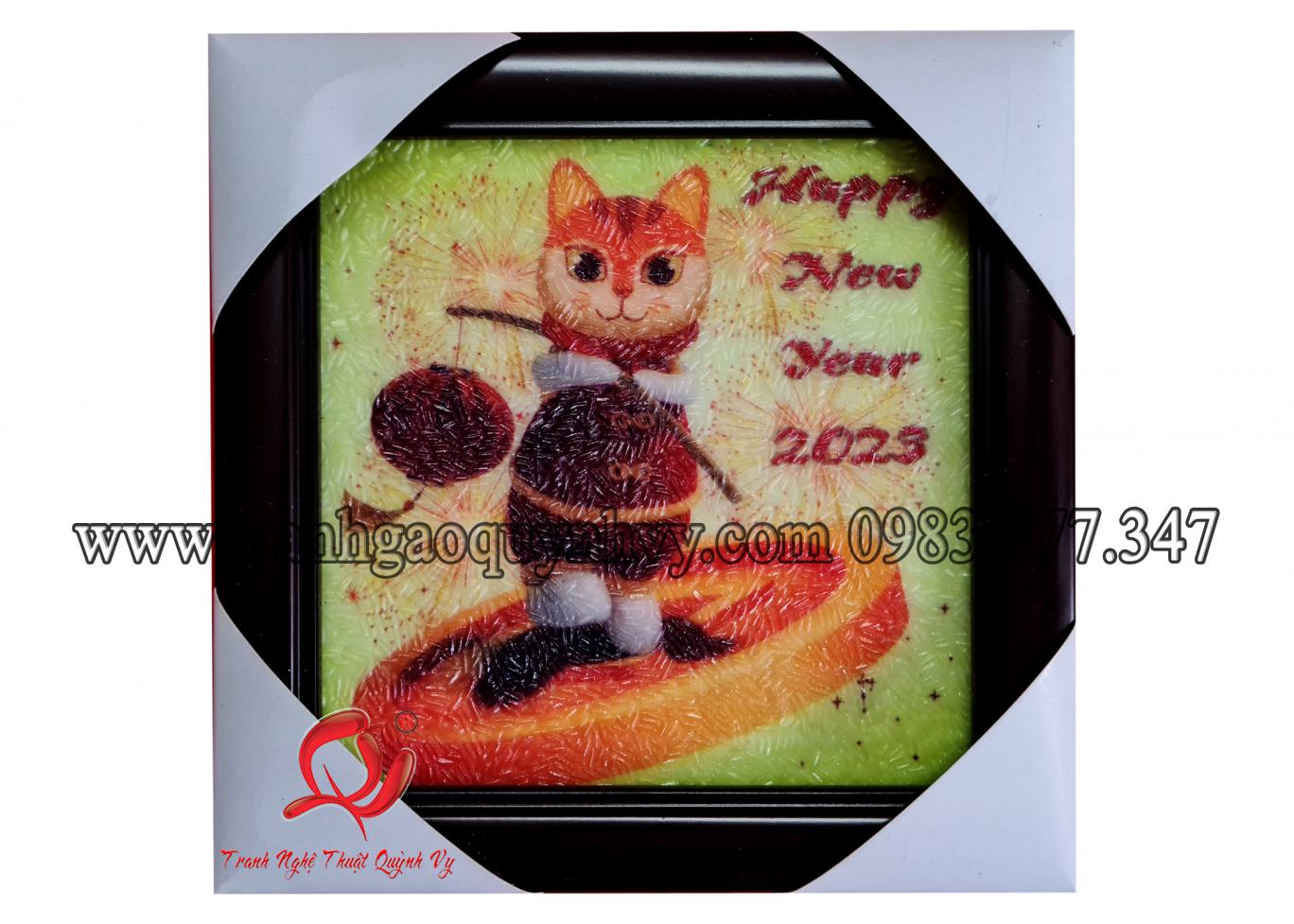 Tranh Mèo Thần Tài - 15 x 15