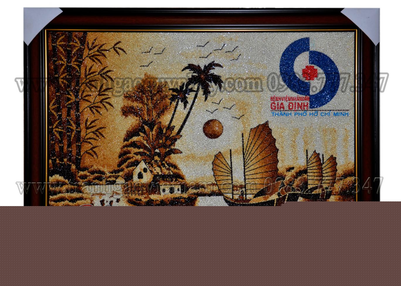 Tranh Gạo Thuận Buồm Xuôi Gió vs Logo BV Gia Định 40 x 60
