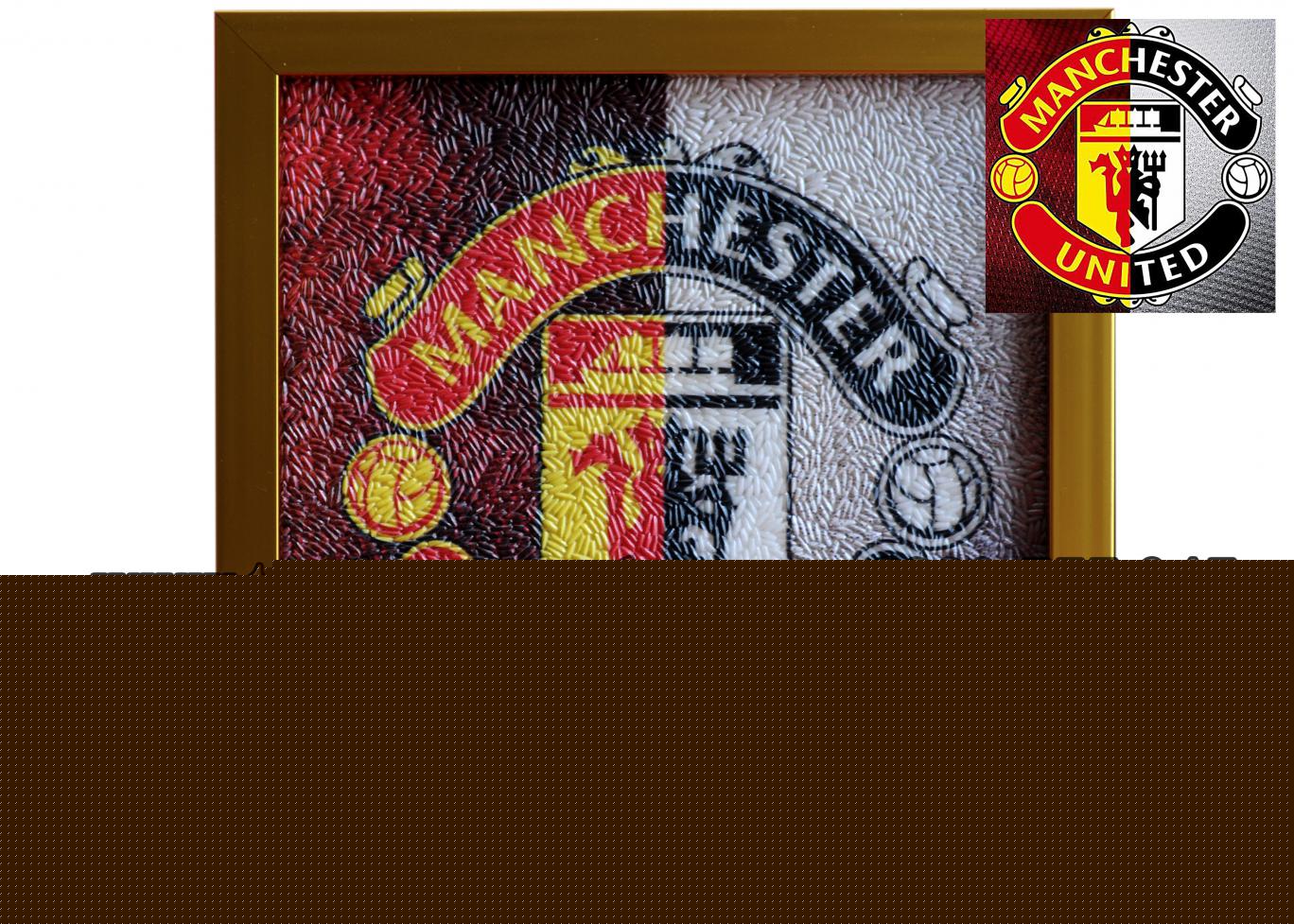 Tranh Gạo Màu Logo MU 20 x 20