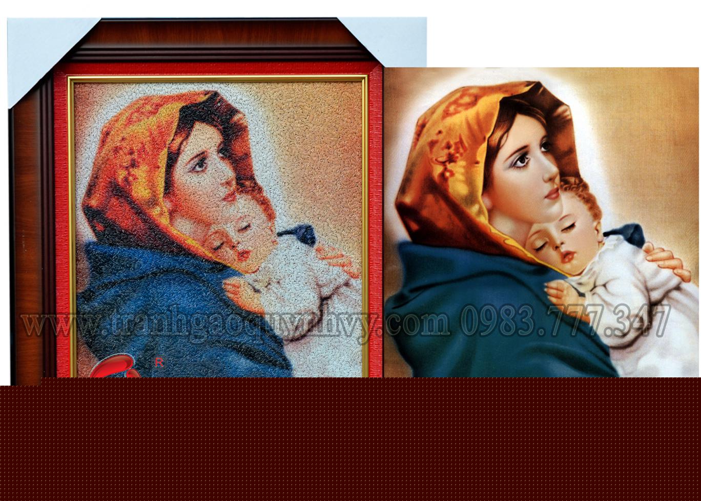 Chân Dung 2 người - Mẹ Maria & Chúa Hài Đồng - 35 x 42 cm
